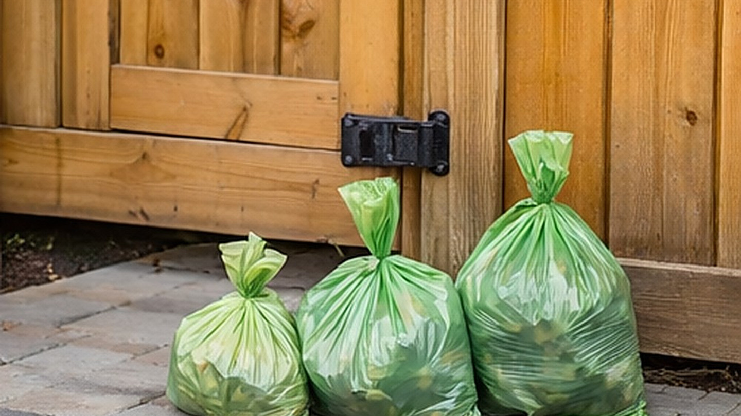 Securely tied dog-waste bags ready for removal